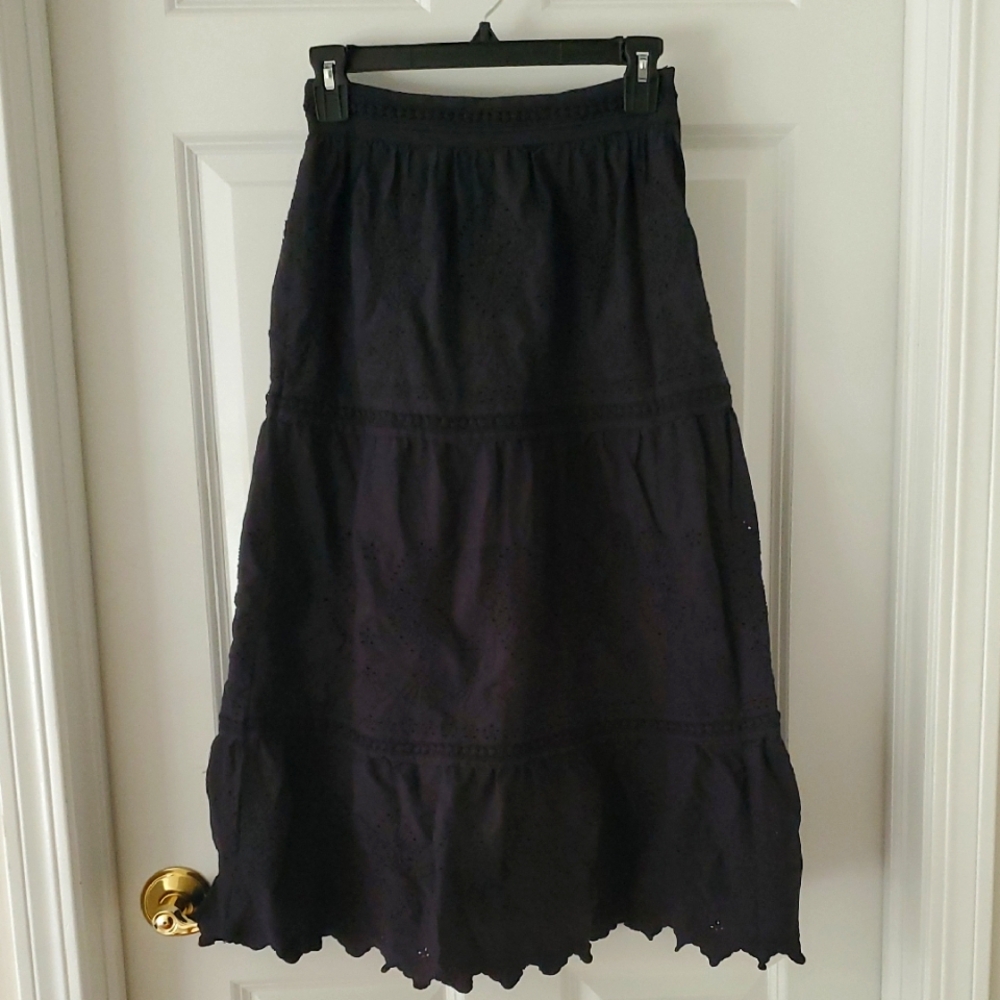 Black Eyelet Tiered Maxi Skirt - Women